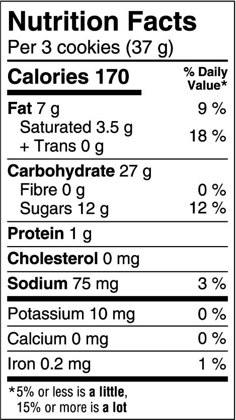 Vanilla Sandwich (CAN) Nutritional Facts