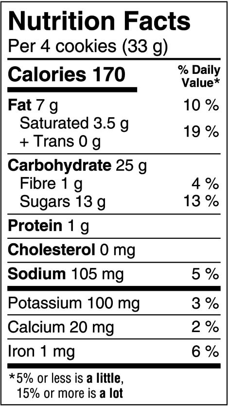 Montana Chocolate Chip Cookies (CAN) Nutritional Facts