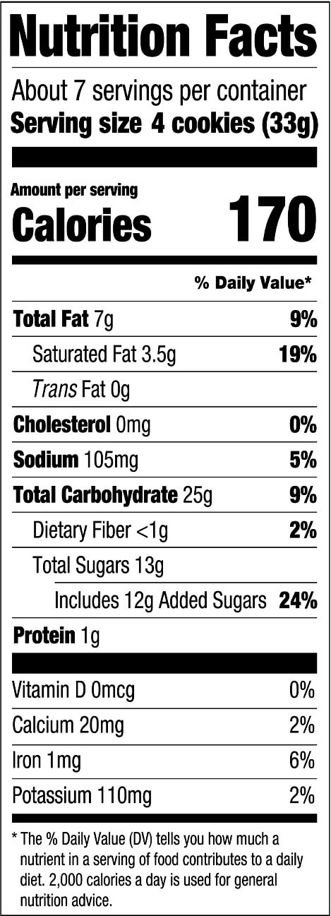 Montana Chocolate Chip Cookies (USA) Nutritional Facts