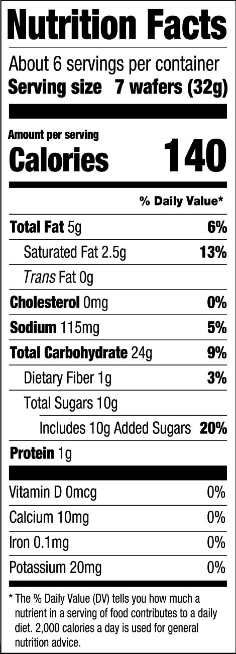 Vanilla Wafers (USA) Nutritional Facts