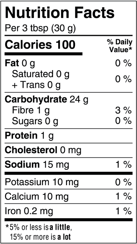 Cdn Purpose Flour Blend Nutritional Fact