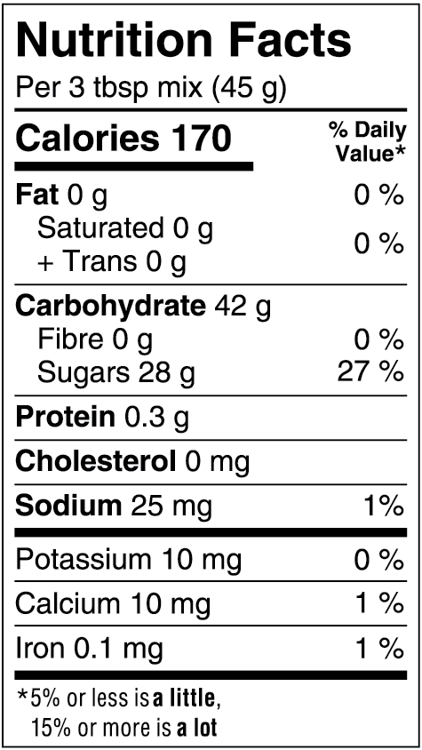 Cdn Mix Angel Food Nutritional Fact
