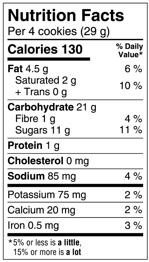Cranberry Oatmeal Cookie (CAN) Nutritional Facts