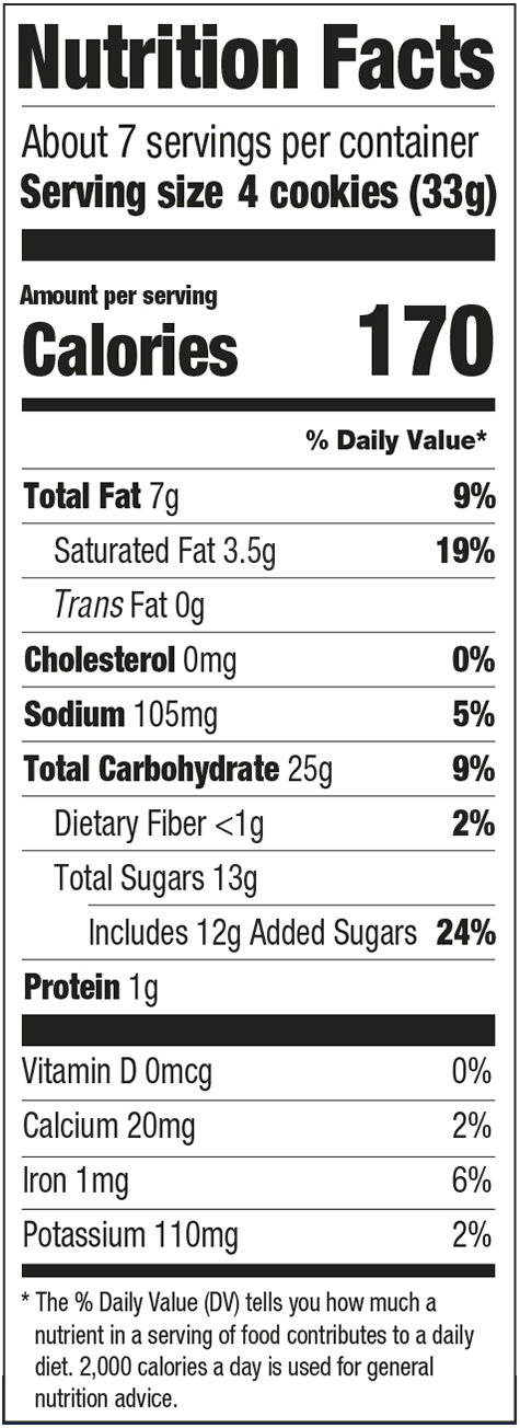 Montana Chocolate Chip Cookies (USA) Nutritional Facts
