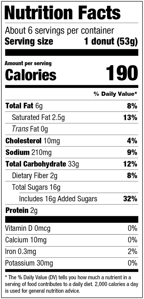 Vanilla Glazed Donuts (USA) Nutritional Facts