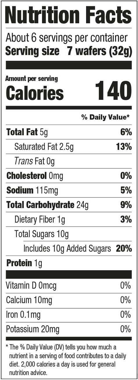 Vanilla Wafers (USA) Nutritional Facts