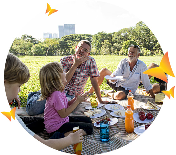 Friends and family picnic outside