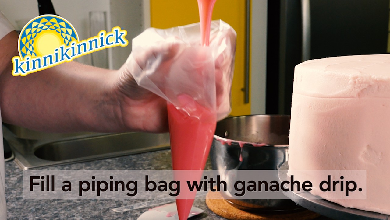 Ganache into piping bag