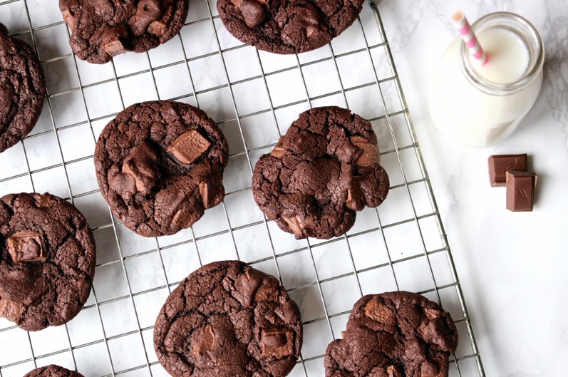 Chocolate Cookies cooling on a tray