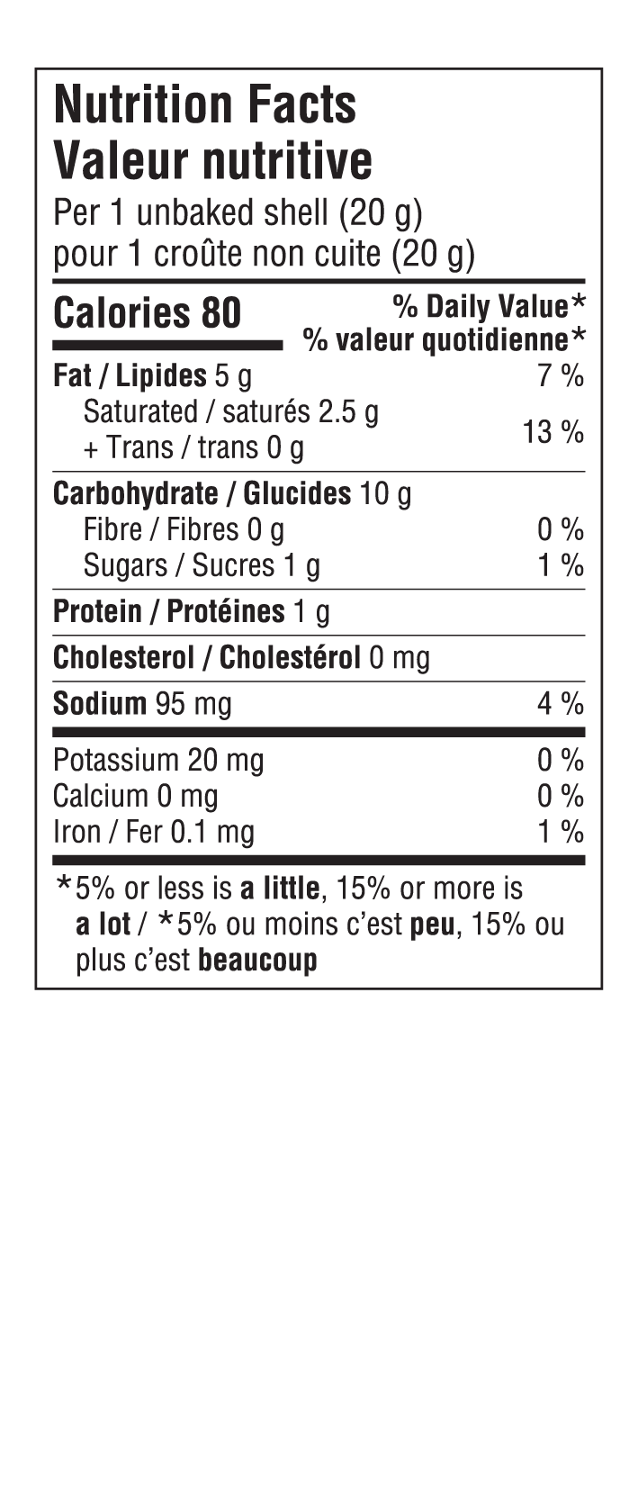 Tart Shells CDN Nutritional Facts