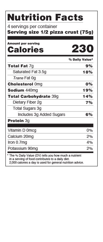 Pizza US Nutritional Facts