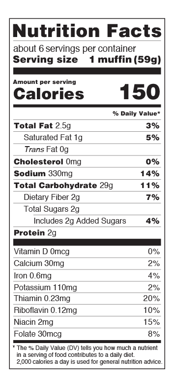 US Traditional English Muffins Nutrition Facts gluten-free