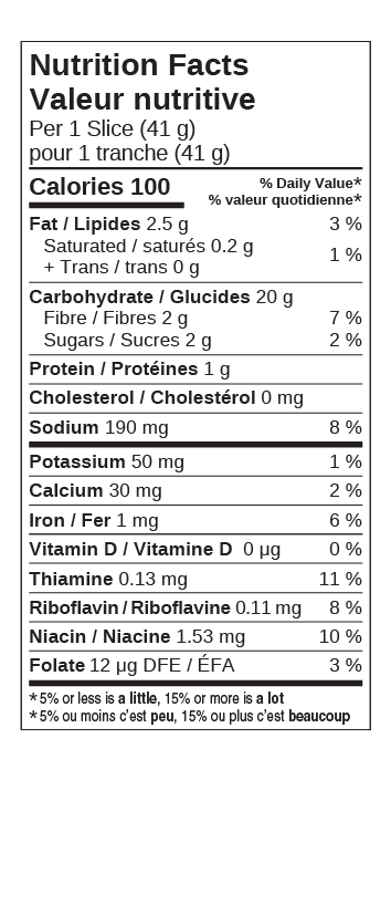 Cdn Wide White Nutritional Facts Panel