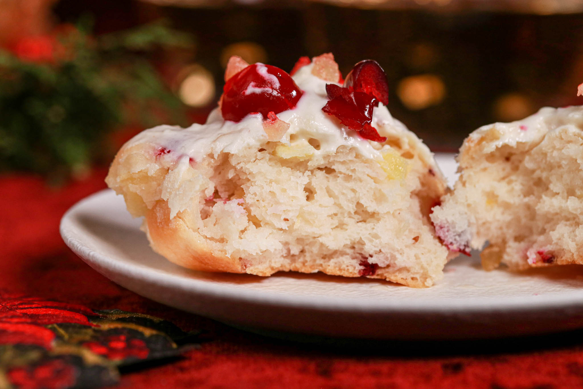 Apple Ginger Cranberry Buns close up