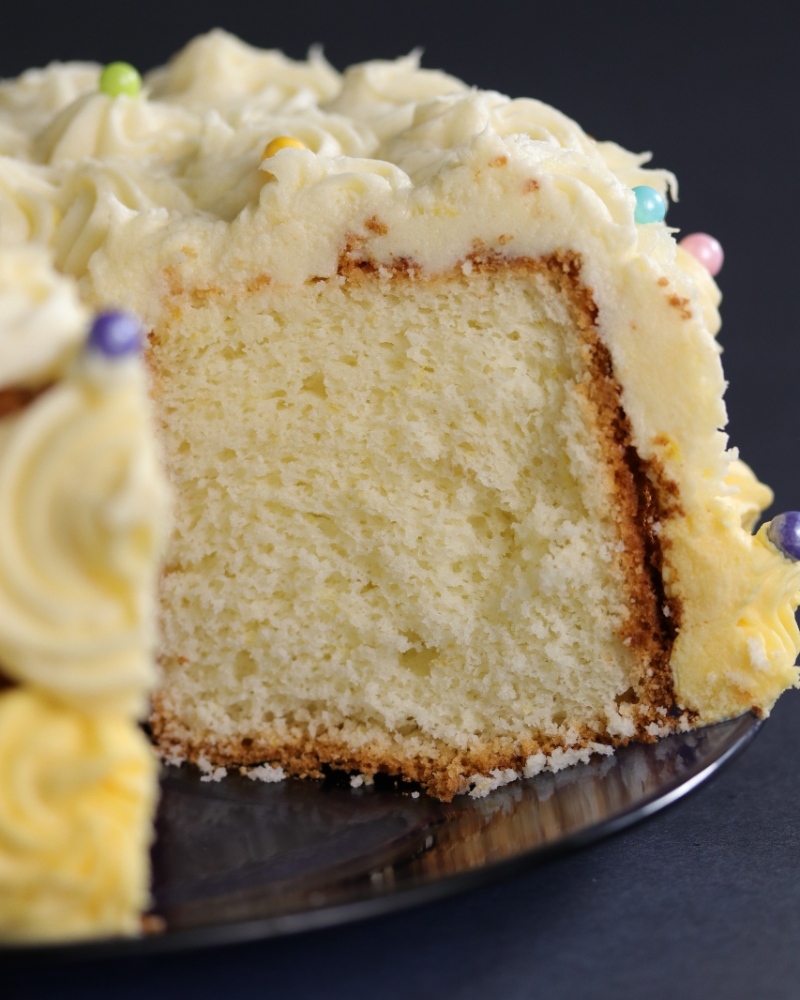 Lemon Chiffon Cake Sliced 