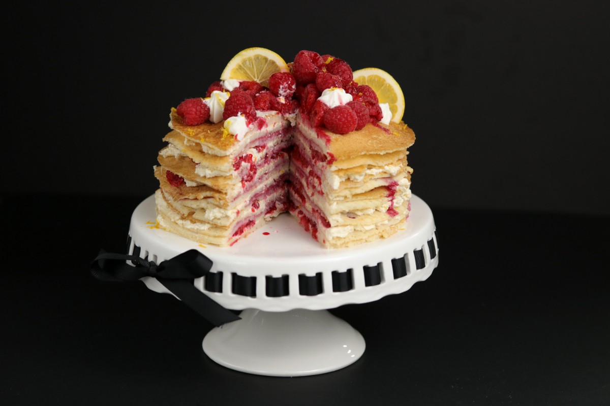 Lemon Raspberry Crepe Torte