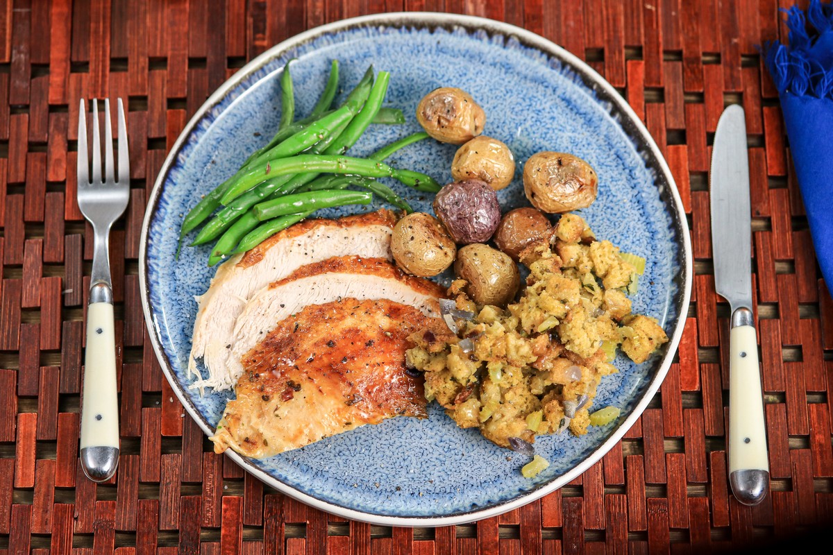 Stuffing Celery Onion gluten-free Top down meal