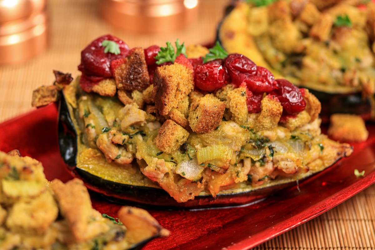 Turkey stuffed Acorn Squash