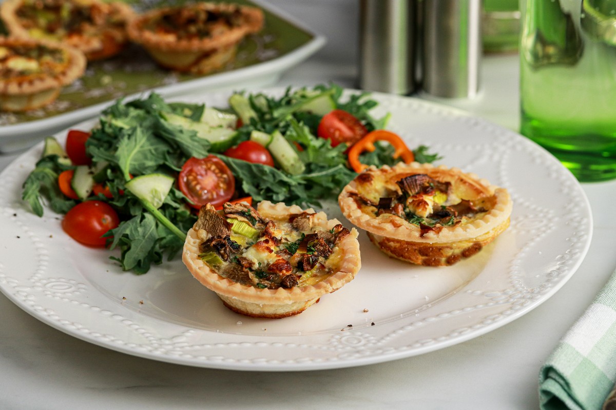 gluten-free mushroom and leek tarts