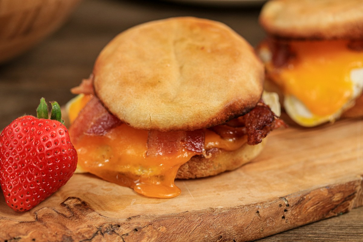 Traditional English Muffin Campfire Breakfast sandwich gluten-free