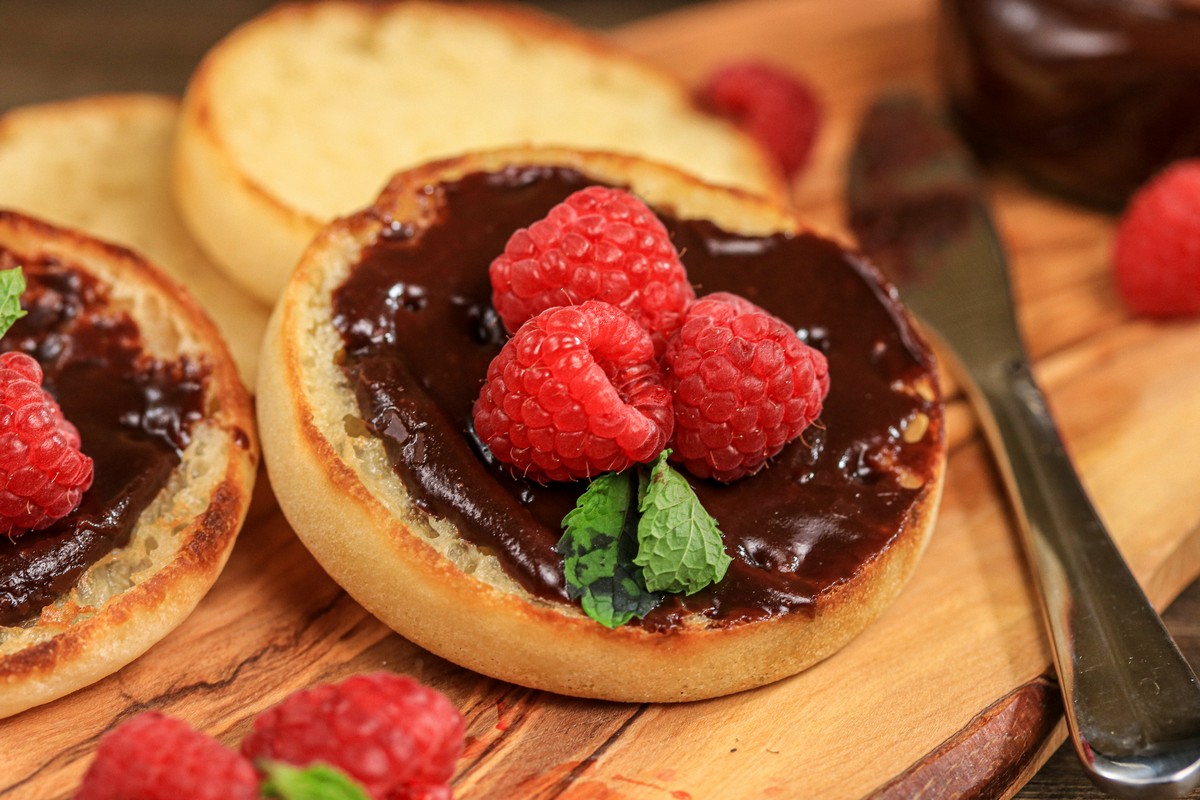 Traditional English Muffin gluten-free chocolate spread