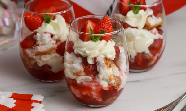 Gluten-Free Canada Day Strawberries and Cream Parfaits