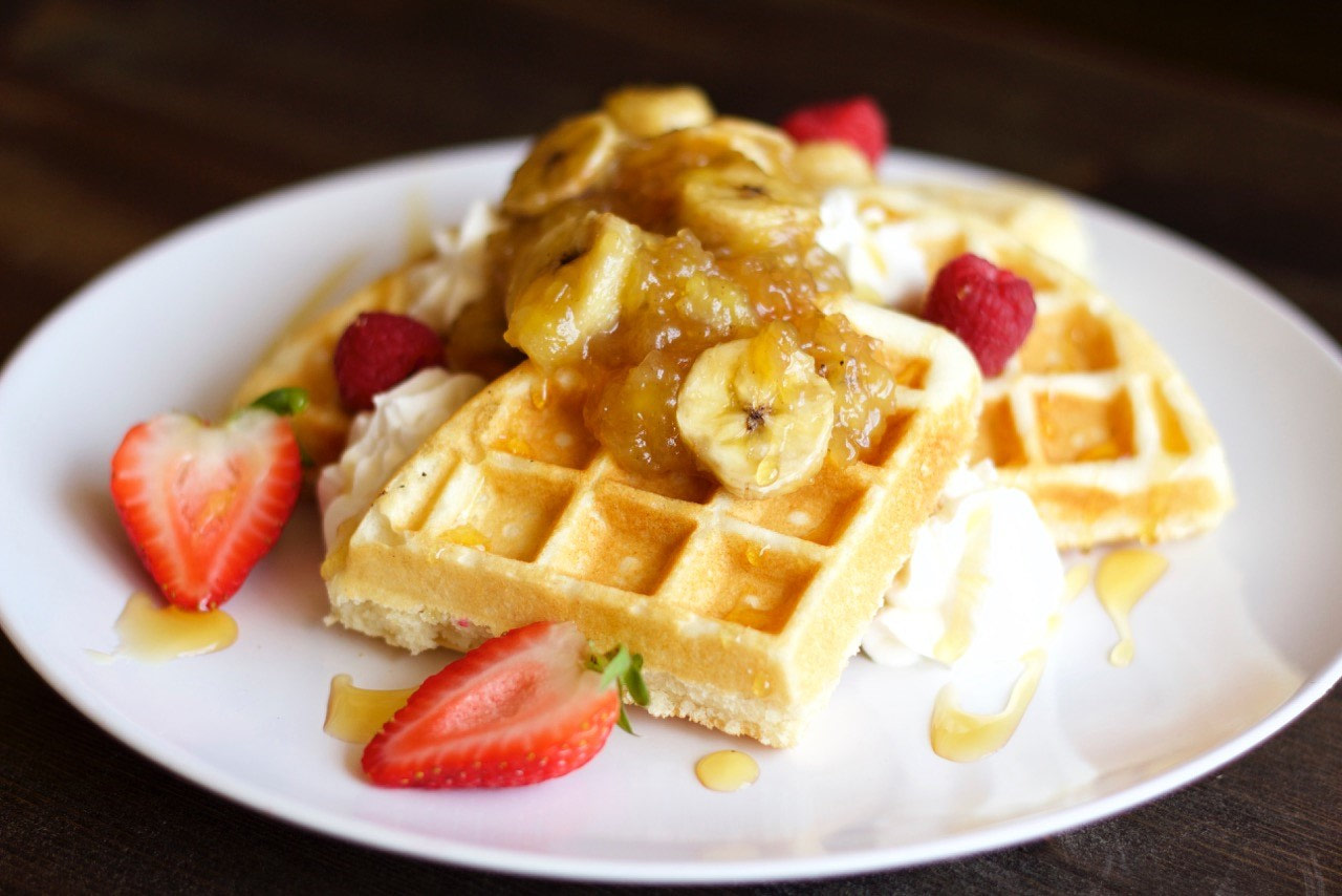 Bananas Foster Belgian Waffles Recipe